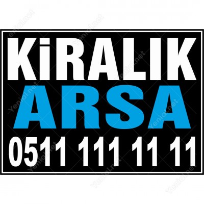 Kiralık Arsa Branda Afişi (Siyah Mavi Renk)