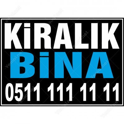 Kiralık Bina Branda Afişi (Siyah Mavi Renk)
