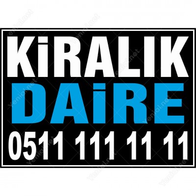 Kiralık Daire Branda Afişi (Siyah Mavi Renk)