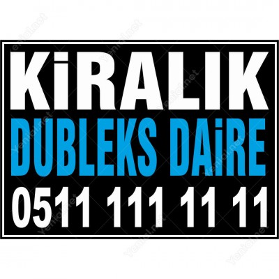 Kiralık Dubleks Daire Branda Afişi (Siyah Mavi Renk)