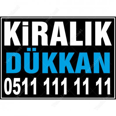 Kiralık Dükkan Branda Afişi (Siyah Mavi Renk)