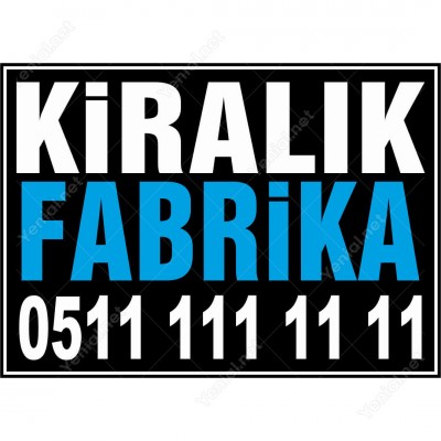 Kiralık Fabrika Branda Afişi (Siyah Mavi Renk)