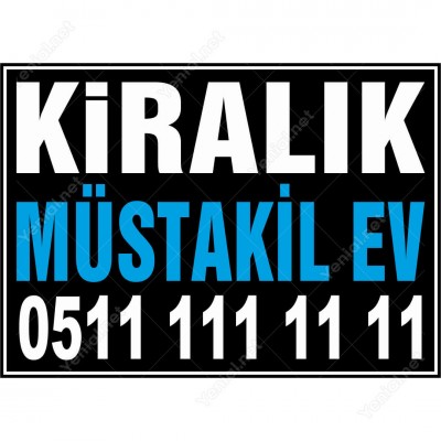 Kiralık Müstakil Ev Branda Afişi (Siyah Mavi Renk)