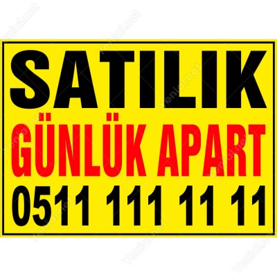 Satılık Günlük Apart Branda Afişi