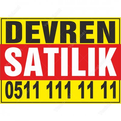 Devren Satılık Branda Branda Afişi (Sarı Kırmızı Renk)