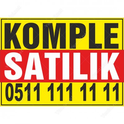 Komple Satılık Branda Afişi (Sarı Mavi Renk)