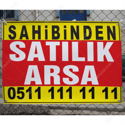 Sahibinden Satılık Arsa Branda Afişi (Sarı Kırmızı Renk)
