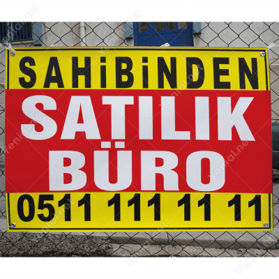 Sahibinden Satılık Büro Branda Afişi (Sarı Kırmızı Renk)