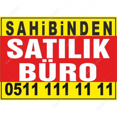 Sahibinden Satılık Büro Branda Afişi (Sarı Kırmızı Renk)
