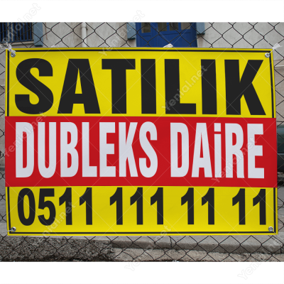 Satılık Dubleks Daire Branda Afişi (Sarı Kırmızı Renk)