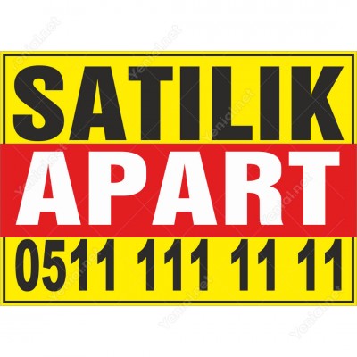 Sahibinden Satılık Apart Branda Afişi (Sarı Kırmızı Renk)