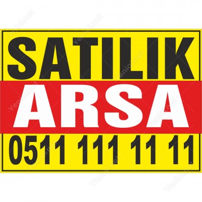 Sahibinden Satılık Arsa Branda Afişi (Sarı Kırmızı Renk)