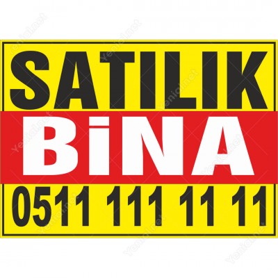Sahibinden Satılık Bina Branda Afişi (Sarı Kırmızı Renk)