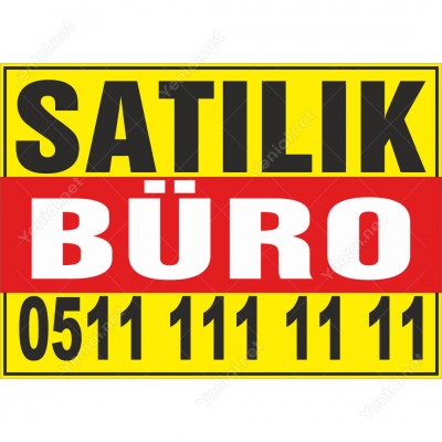 Sahibinden Satılık Büro Branda Afişi (Sarı Kırmızı Renk)