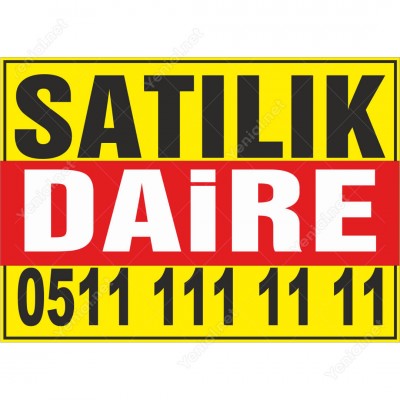 Sahibinden Satılık Daire Branda Afişi (Sarı Kırmızı Renk)