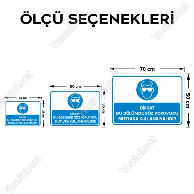 Dikkat Bu Bölümde Göz Koruyucu Mutlaka Kullanılmalıdır Levhası