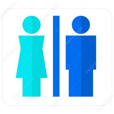 Bay Bayan Wc Açık Mavi Şekilli Yönlendirme Levhasi