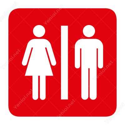 Bay Bayan Wc Kırmızı Şekilli Yönlendirme Levhası