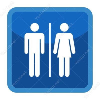 Bay Bayan Wc Koyu Mavi Şekilli Yönlendirme Levhası