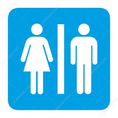 Bay Bayan Wc Mavi Şekilli Yönlendirme Levhası