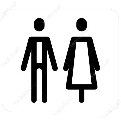 Bay Bayan Wc Siyah Beyaz Şekilli Yönlendirme Levhasi