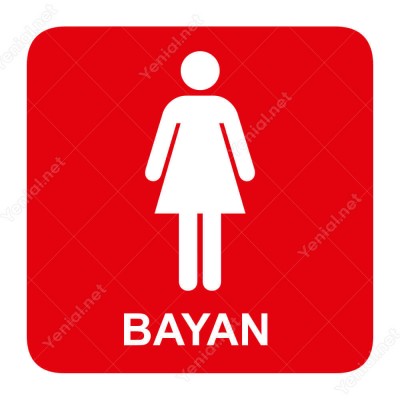 Bayan Wc Açık Kırmızı Şekilli Yönlendirme Levhası