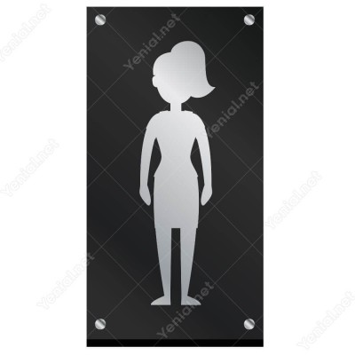 Bayan Wc Siyah Şekilli Yönlendirme Levhası