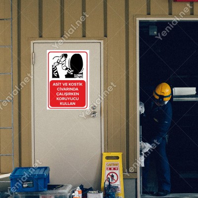Asit Ve Kostik Civarında Çalışırken Koruyucu Kullan Levhası