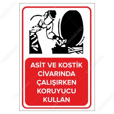 Asit Ve Kostik Civarında Çalışırken Koruyucu Kullan Levhası